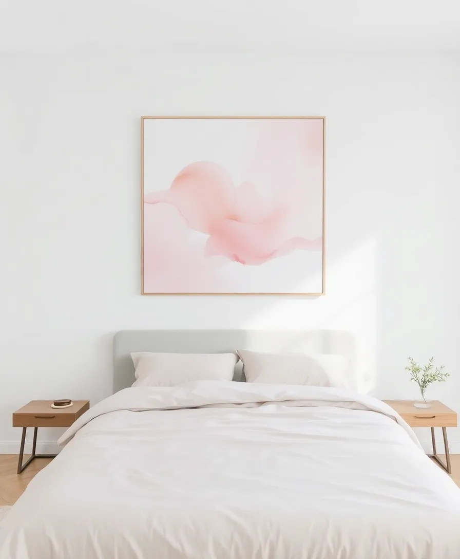 21 Minimalist Bedroom Ideas That'll Transform Your Sleep Space into a Serene Oasis! - 6. Simplistic Artwork