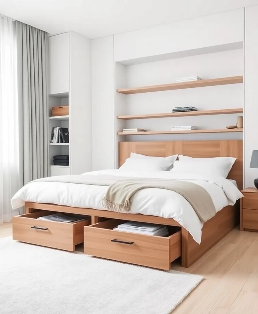 21 Minimalist Bedroom Decor Ideas to Create Your Dream Oasis! - 17. Smart Storage Solutions