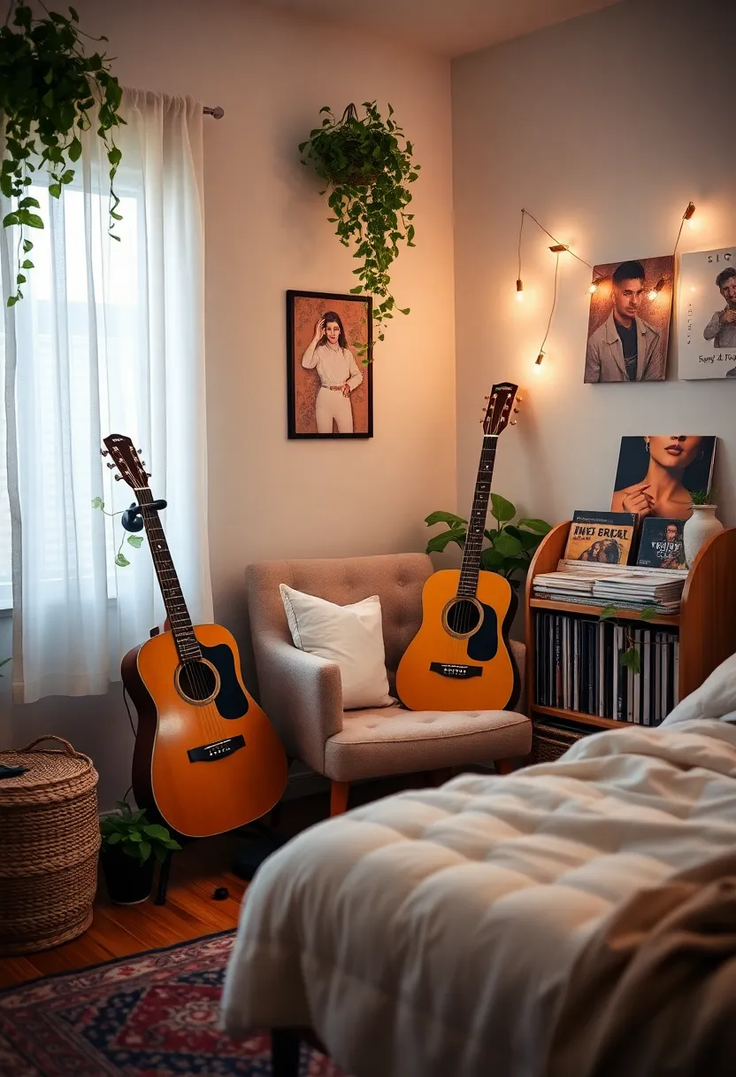 21 Boho Bedroom Ideas That Will Transform Your Space into a Dreamy Retreat! - 19. Incorporate a Music Corner