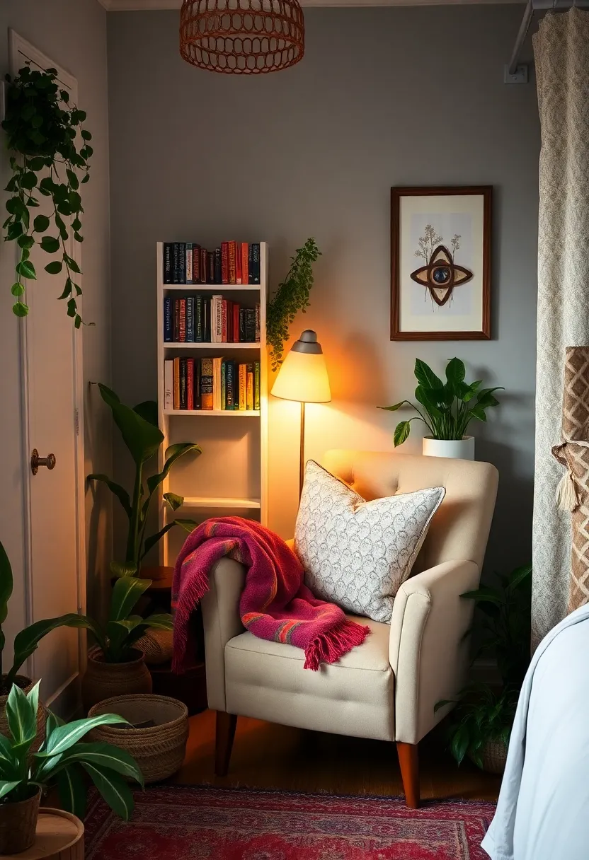 21 Boho Bedroom Ideas That Will Transform Your Space into a Dreamy Retreat! - 7. Cozy Reading Nook