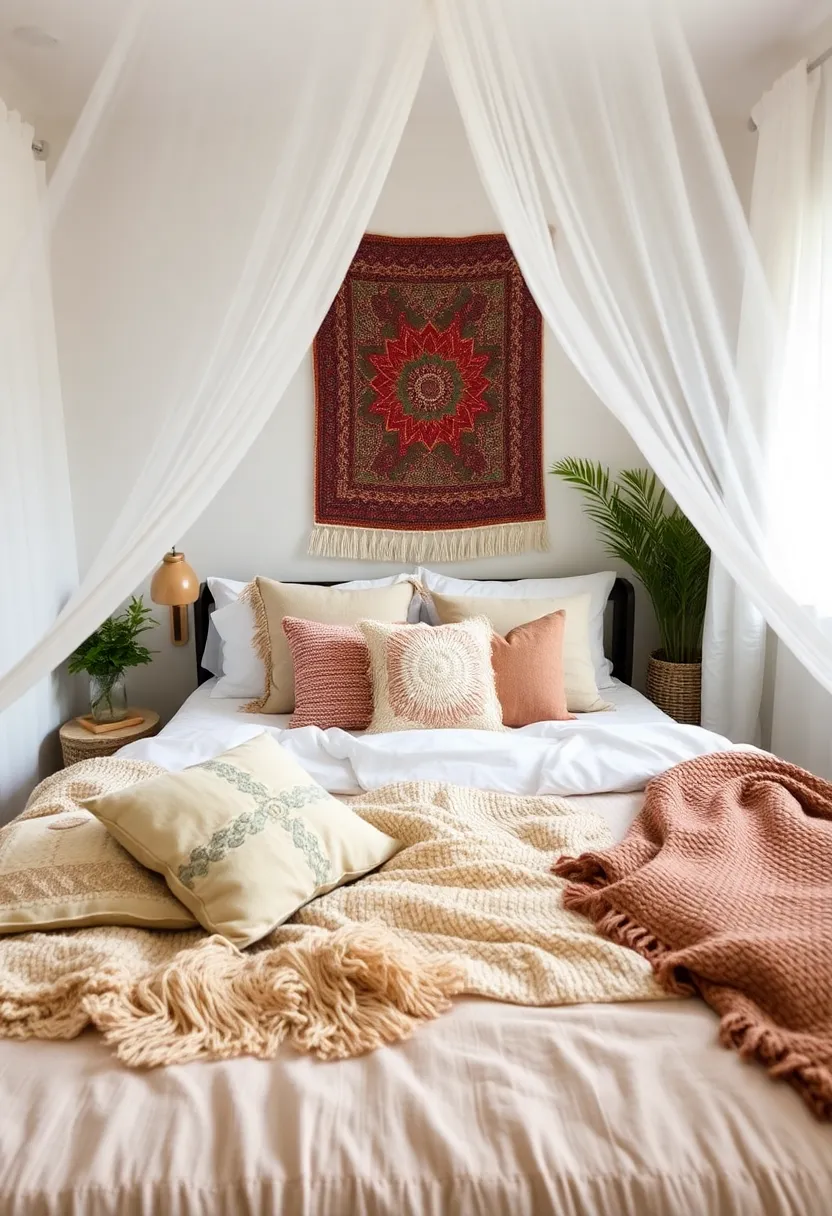 21 Boho Bedroom Inspirations That Will Make You Want to Redecorate ASAP! - 8. Soft Textiles and Fabrics