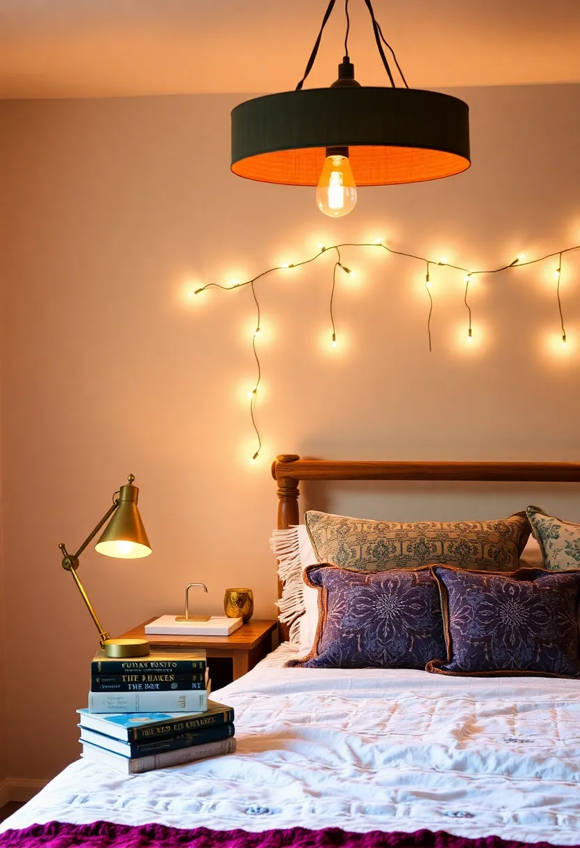 21 Boho Bedroom Inspirations That Will Make You Want to Redecorate ASAP! - 6. Layered Lighting