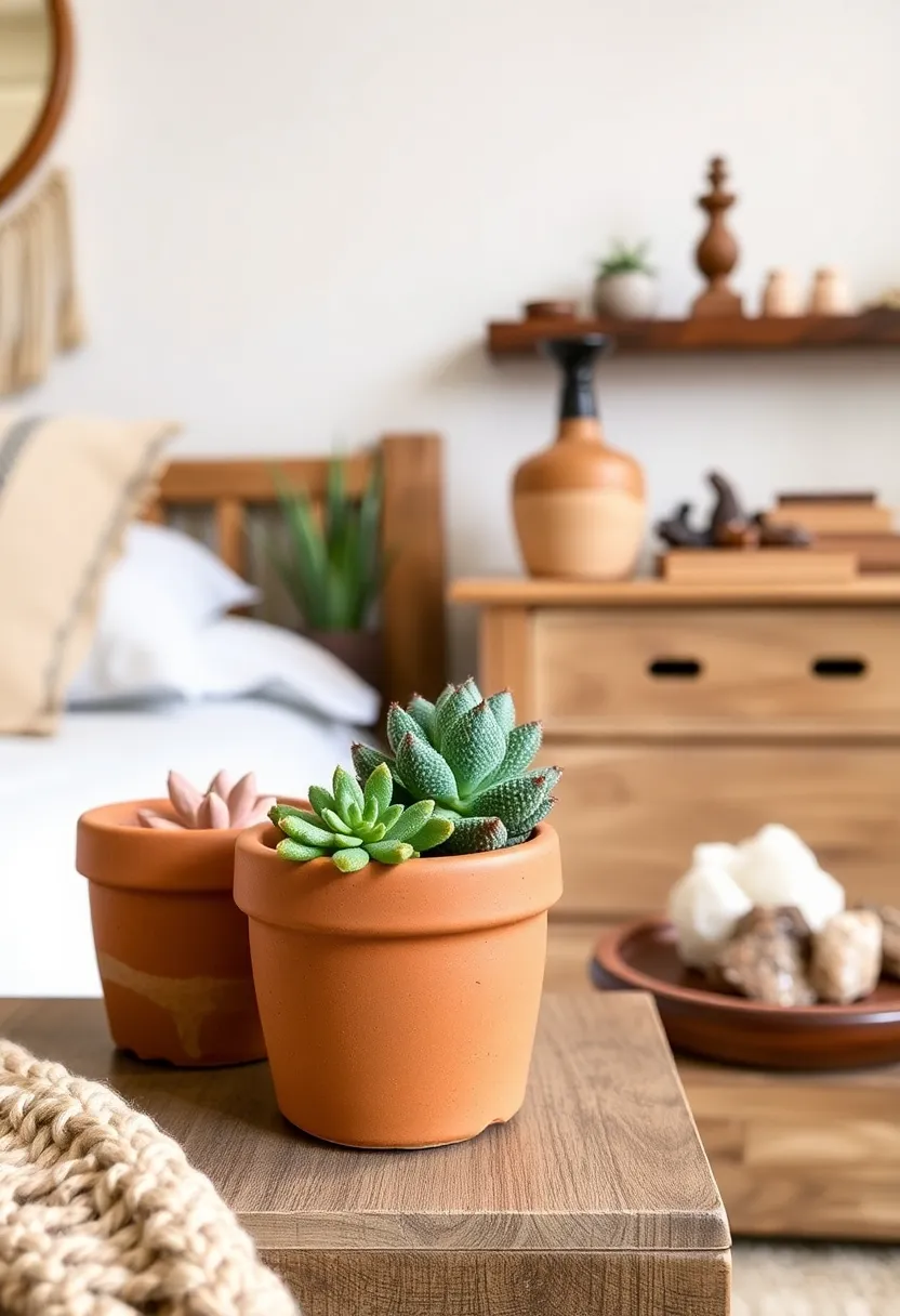 21 Boho Bedroom Ideas That Will Transform Your Space into a Dreamy Retreat! - 13. Earthy Accents