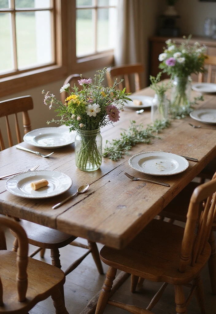25 Farmhouse Decor Ideas That'll Make Your Home Feel Like a Cozy Retreat (You Won't Believe #12!) - 11. Farmhouse Dining Table