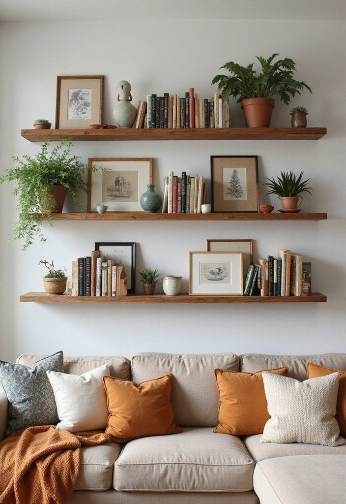 20 Cozy Farmhouse Living Room Ideas That'll Make You Want to Stay In (#9 is Pure Magic!) - 7. Open Shelving