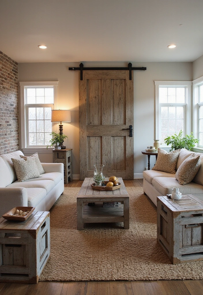 20 Cozy Farmhouse Living Room Ideas That'll Make You Want to Stay In (#9 is Pure Magic!) - 11. Rustic Farmhouse Accents