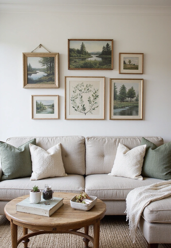 20 Cozy Farmhouse Living Room Ideas That'll Make You Want to Stay In (#9 is Pure Magic!) - 14. Farmhouse-Inspired Artwork