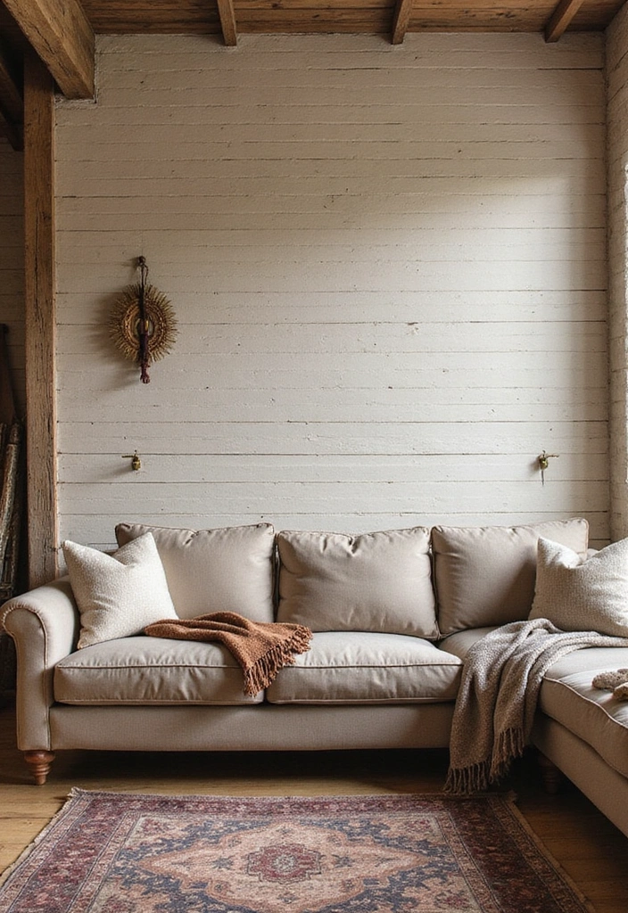 20 Cozy Farmhouse Living Room Ideas That'll Make You Want to Stay In (#9 is Pure Magic!) - 12. Textured Wall Treatments