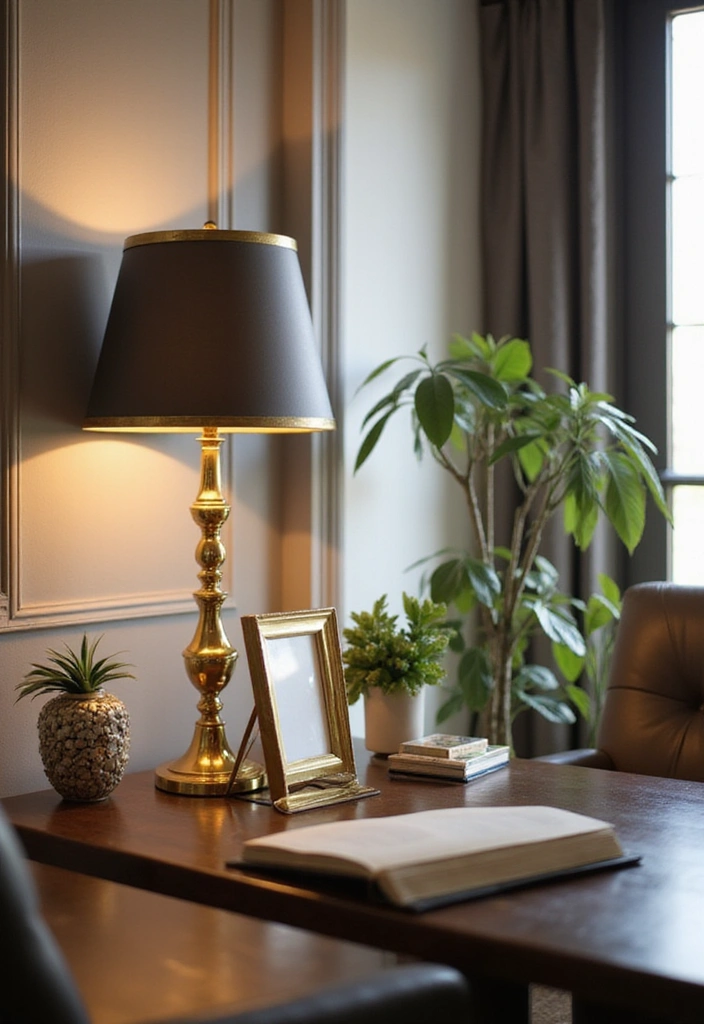 15 Inspiring Office Decor Ideas That'll Transform Your Workspace and Boost Your Mood! - 8. Add a Touch of Elegance with Gold Accents