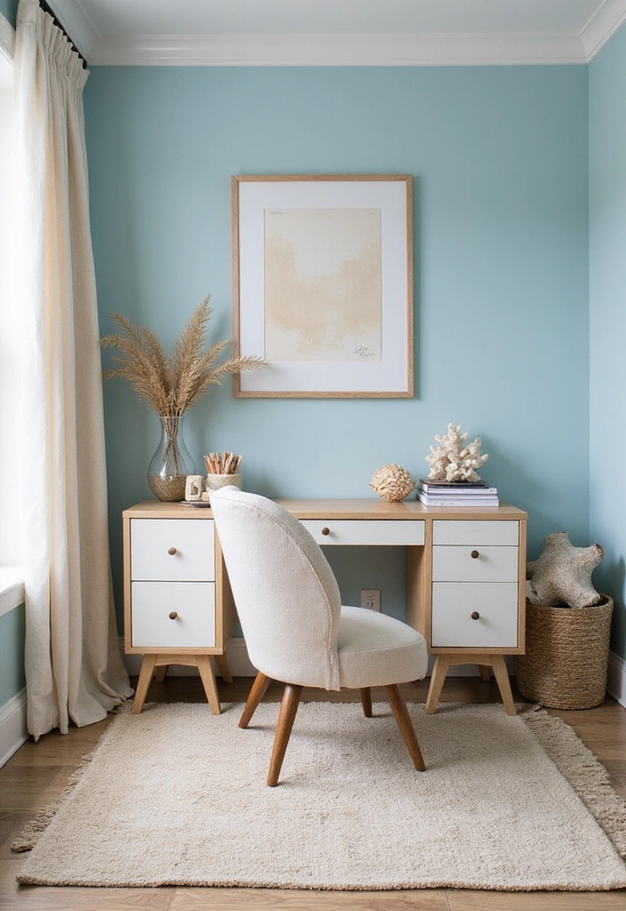 15 Inspiring Office Decor Ideas That'll Transform Your Workspace and Boost Your Mood! - 7. Incorporate a Coastal Vibe
