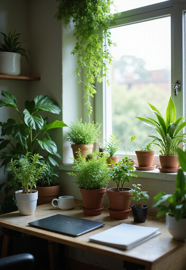 15 Small Office Ideas That'll Transform Your Workspace Into a Productivity Powerhouse! - 10. Greenery for Inspiration