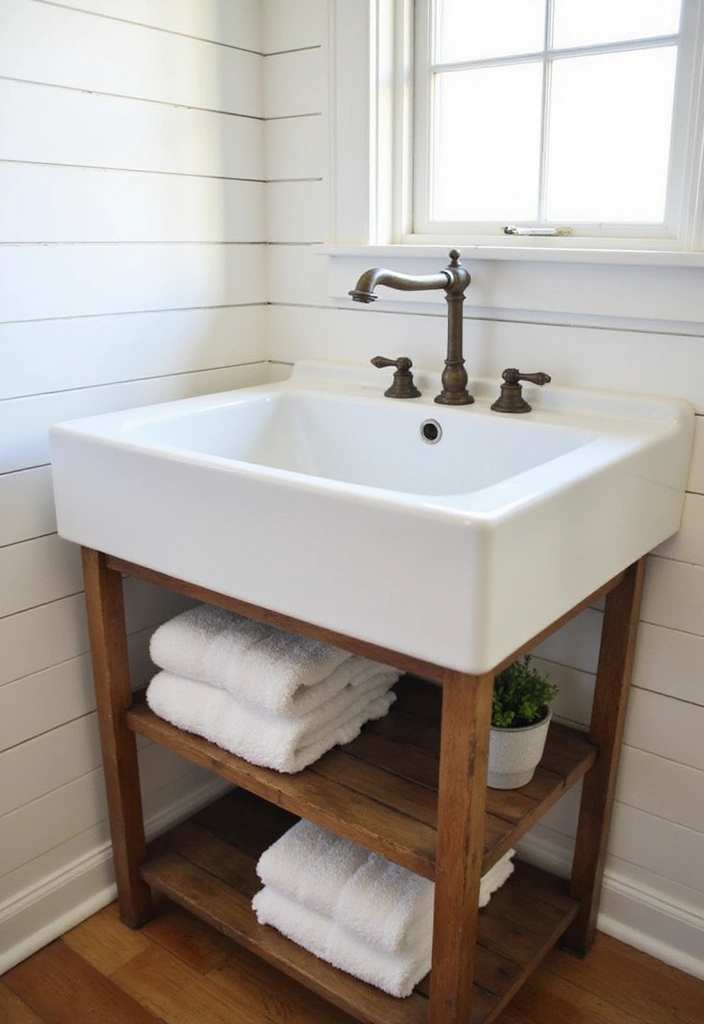 21 Stunning Farmhouse Bathroom Ideas That Will Transform Your Space (And #8 Is a Must-See!) - 1. Vintage Farmhouse Sink