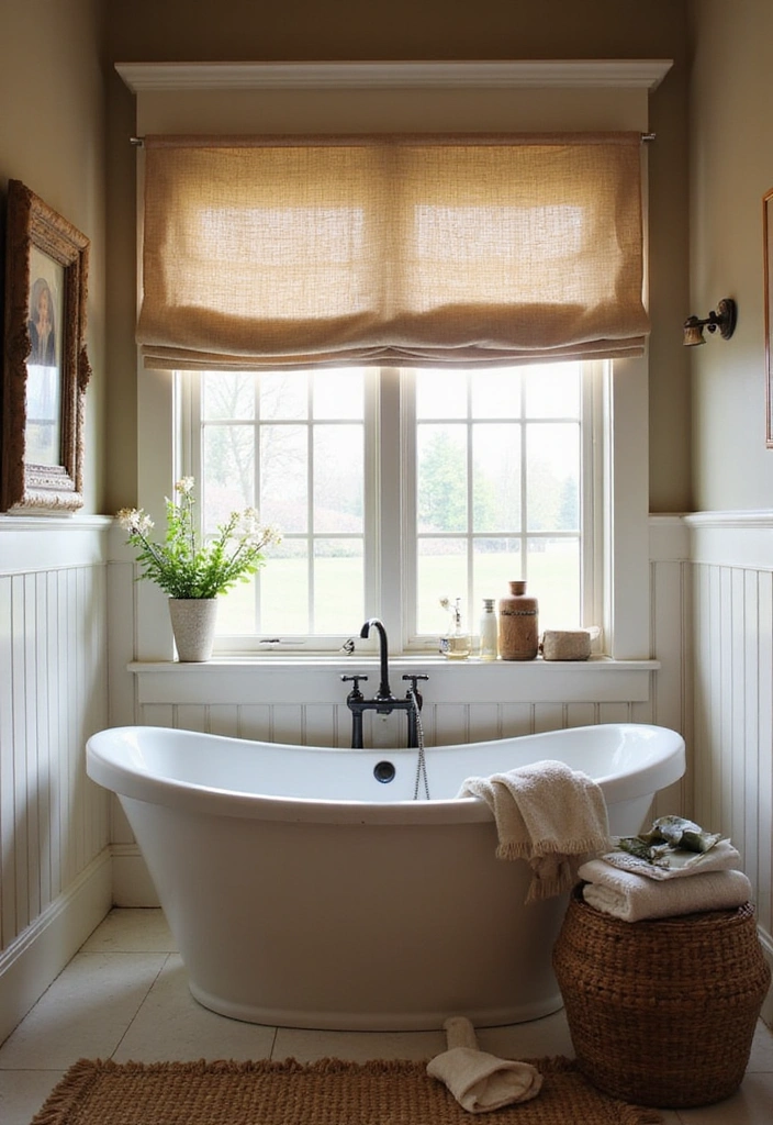 21 Stunning Farmhouse Bathroom Ideas That Will Transform Your Space (And #8 Is a Must-See!) - 20. Rustic Window Treatments