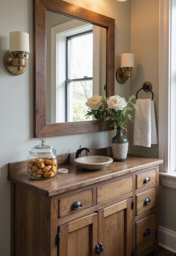 21 Stunning Farmhouse Bathroom Ideas That Will Transform Your Space (And #8 Is a Must-See!) - 12. Vintage Accessories