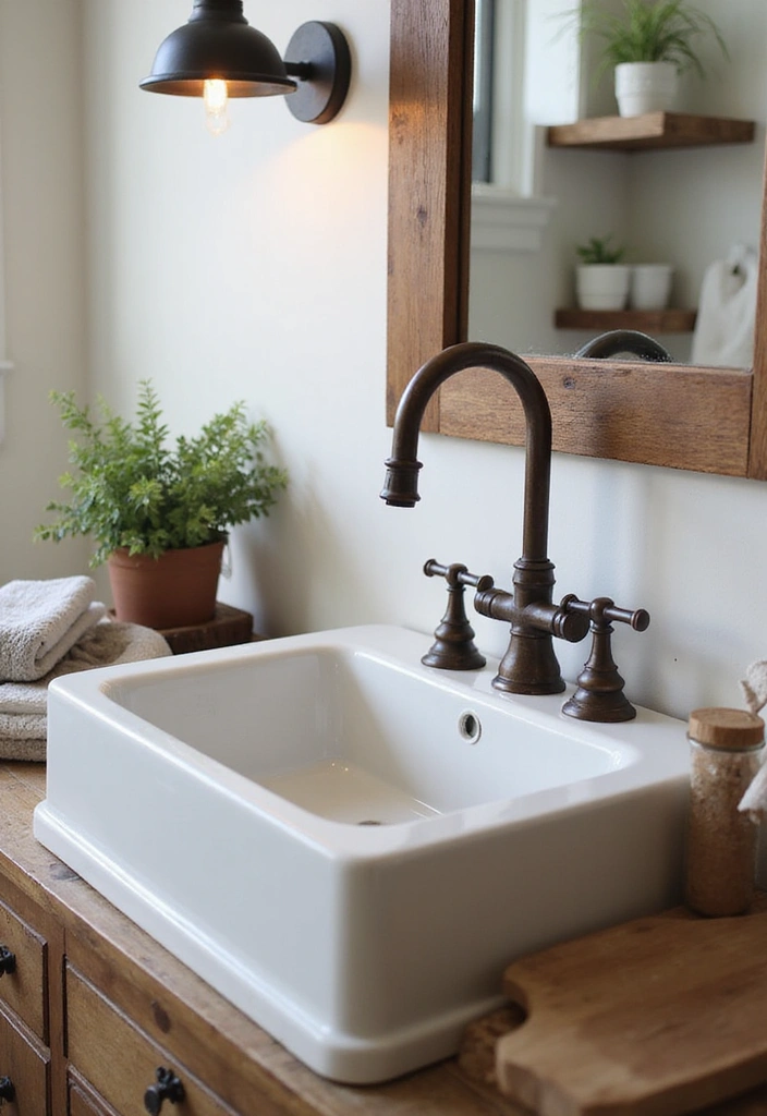 21 Stunning Farmhouse Bathroom Ideas That Will Transform Your Space (And #8 Is a Must-See!) - 15. Farmhouse-Style Faucets