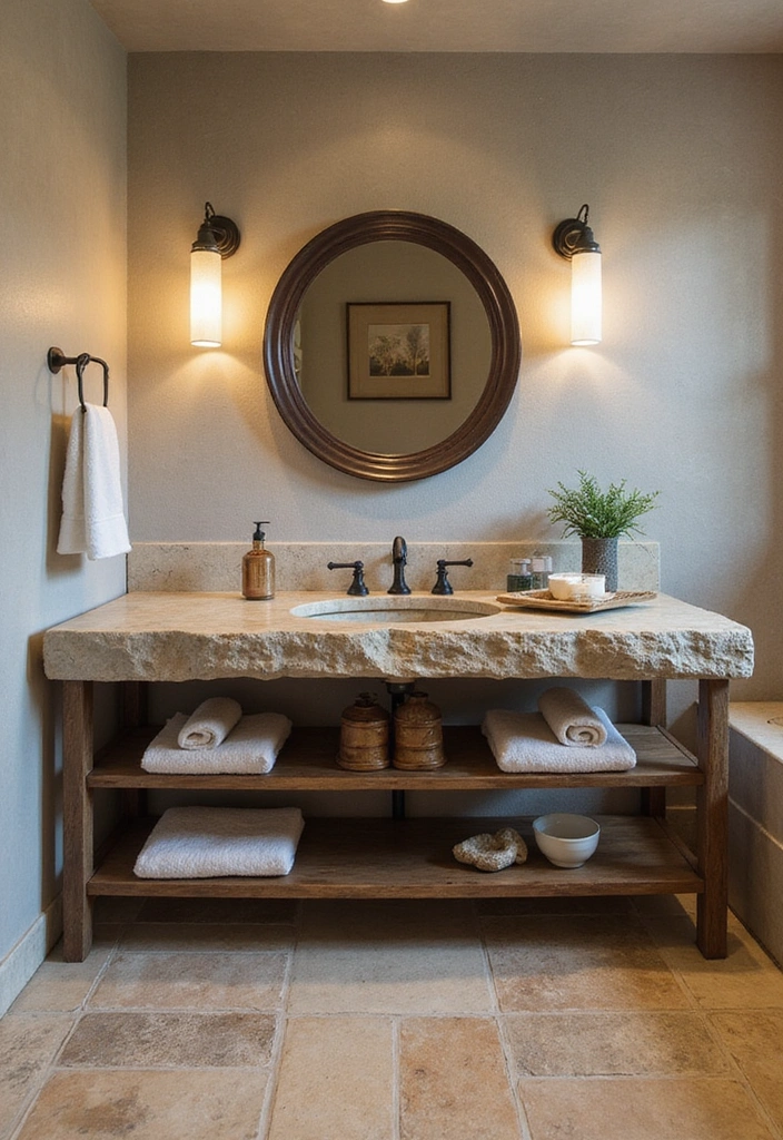 21 Stunning Farmhouse Bathroom Ideas That Will Transform Your Space (And #8 Is a Must-See!) - 10. Natural Stone Elements