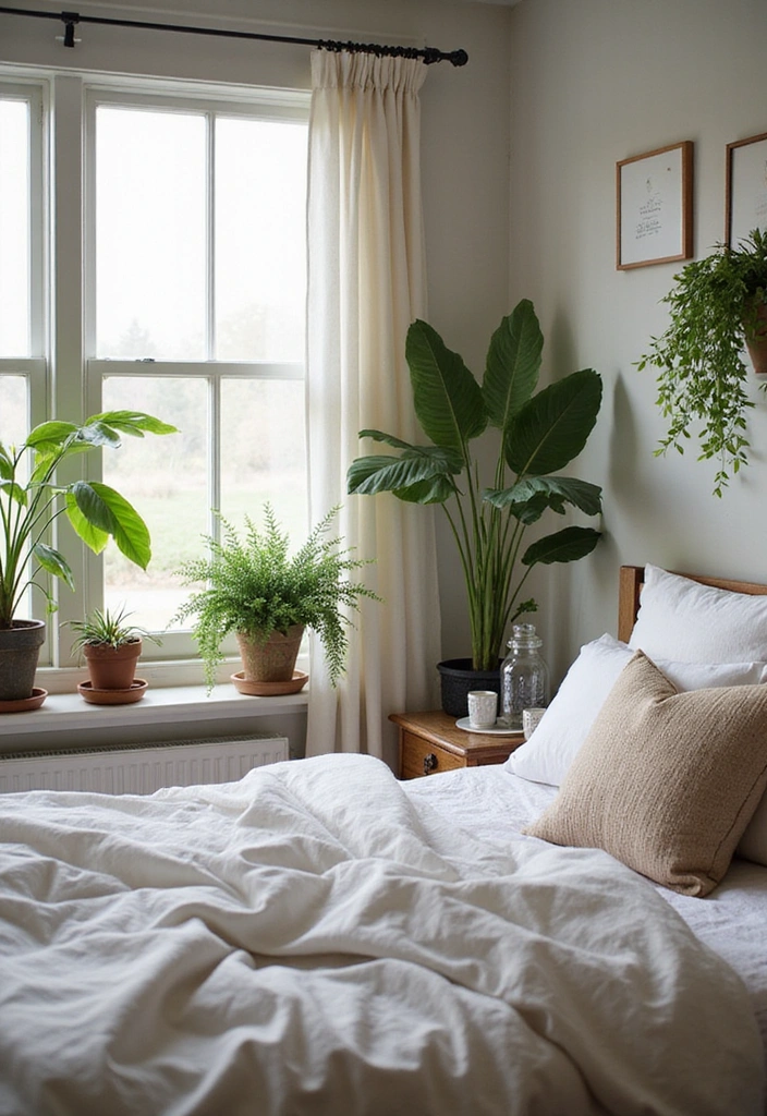22 Cozy Farmhouse Bedroom Ideas That'll Make You Want to Snuggle In! - 9. Natural Elements and Greenery