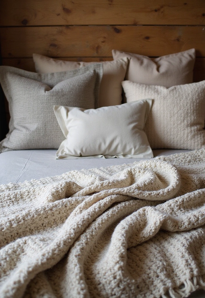 22 Cozy Farmhouse Bedroom Ideas That'll Make You Want to Snuggle In! - 3. Layered Textiles for Ultimate Comfort