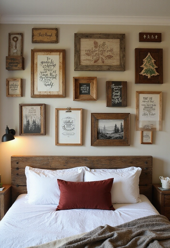 22 Cozy Farmhouse Bedroom Ideas That'll Make You Want to Snuggle In! - 6. Rustic Wall Art