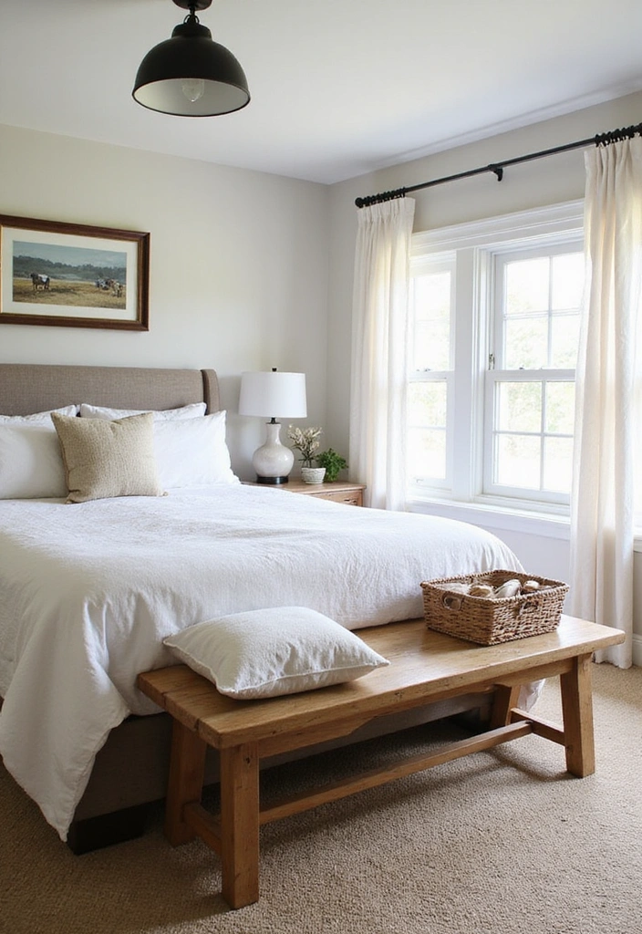 22 Cozy Farmhouse Bedroom Ideas That'll Make You Want to Snuggle In! - 15. Cozy Corner Benches
